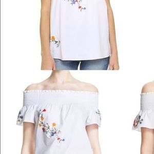 Tory Burch; Size 6 Off shoulder smocked floral top